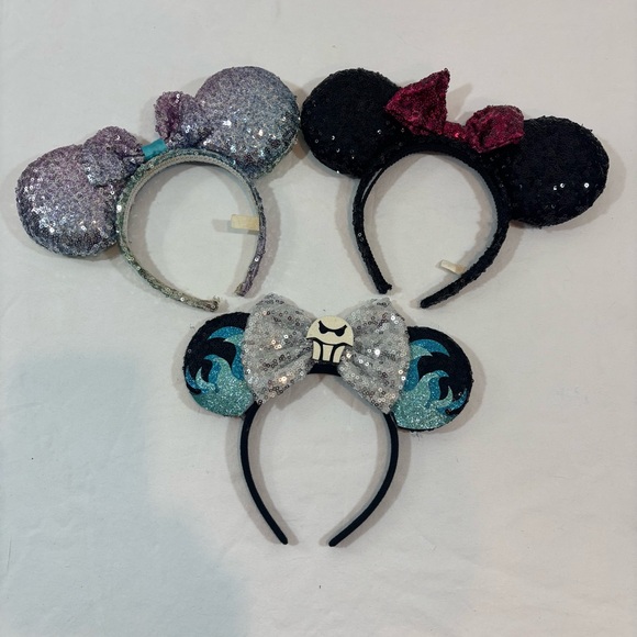 Disney Minnie Mouse Headband Ears With Bow Multicolor & Black Sequin Hat Mickey - Picture 1 of 6